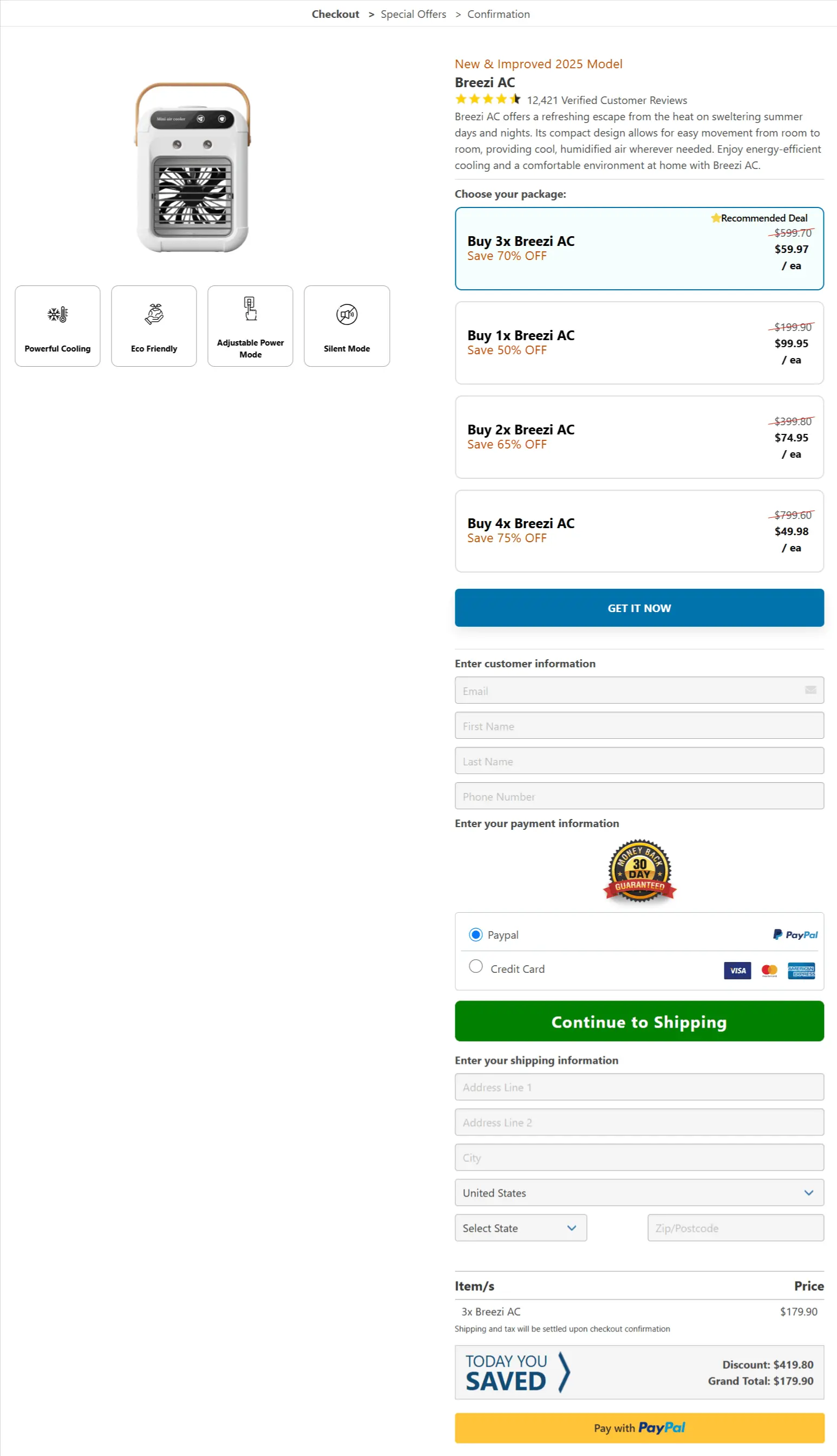 Qinux Briza AC secure checkout page